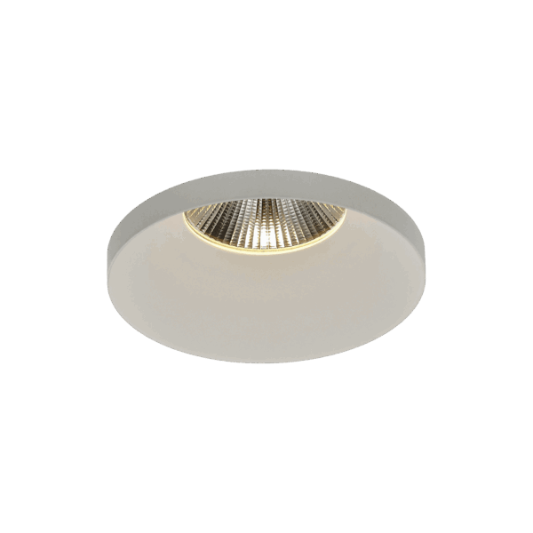 White version of the Bordo, a fixed recessed luminaire designed by Karizma Luce.