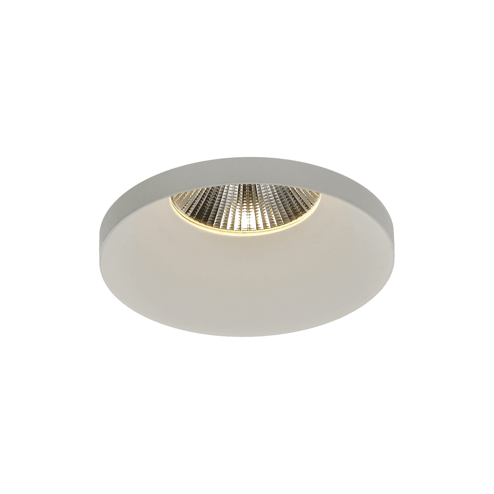 White version of the Bordo, a fixed recessed luminaire designed by Karizma Luce.