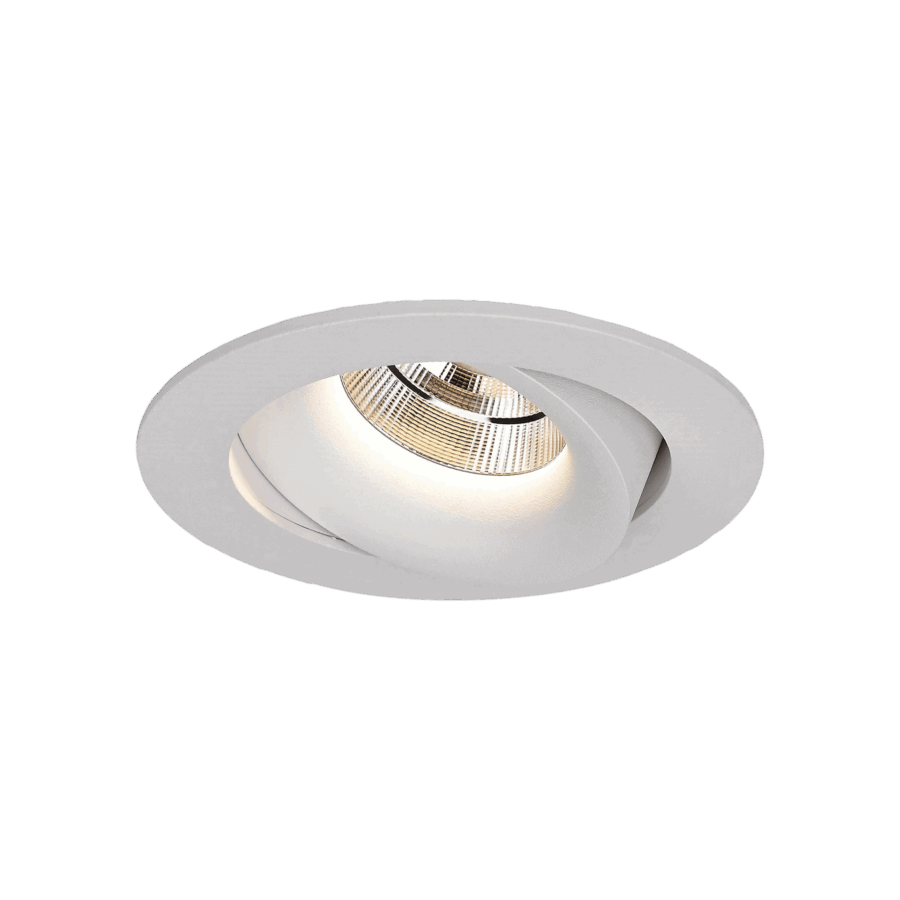 White version of the Corsa, an adjustable led downlight designed by Karizma Luce.