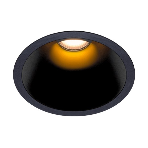 Black version of the Dea Amata L with black gloss reflector, a fixed recessed luminaire designed by Karizma Luce.