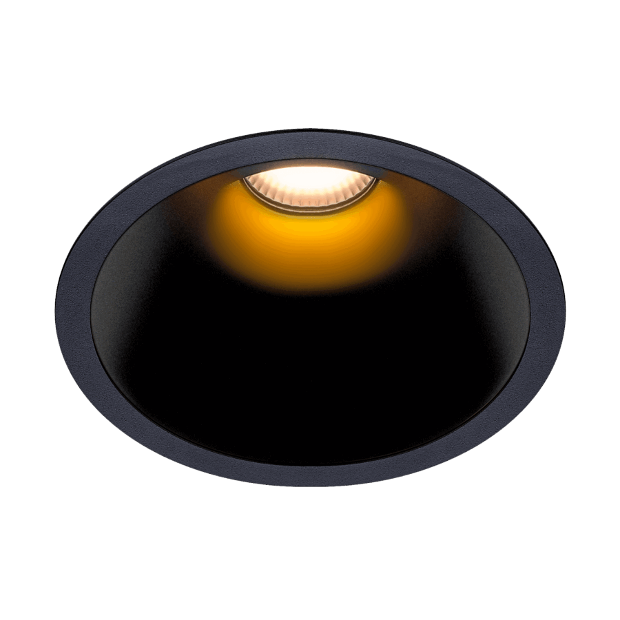 Black version of the Dea Amata L with black gloss reflector, a fixed recessed luminaire designed by Karizma Luce.