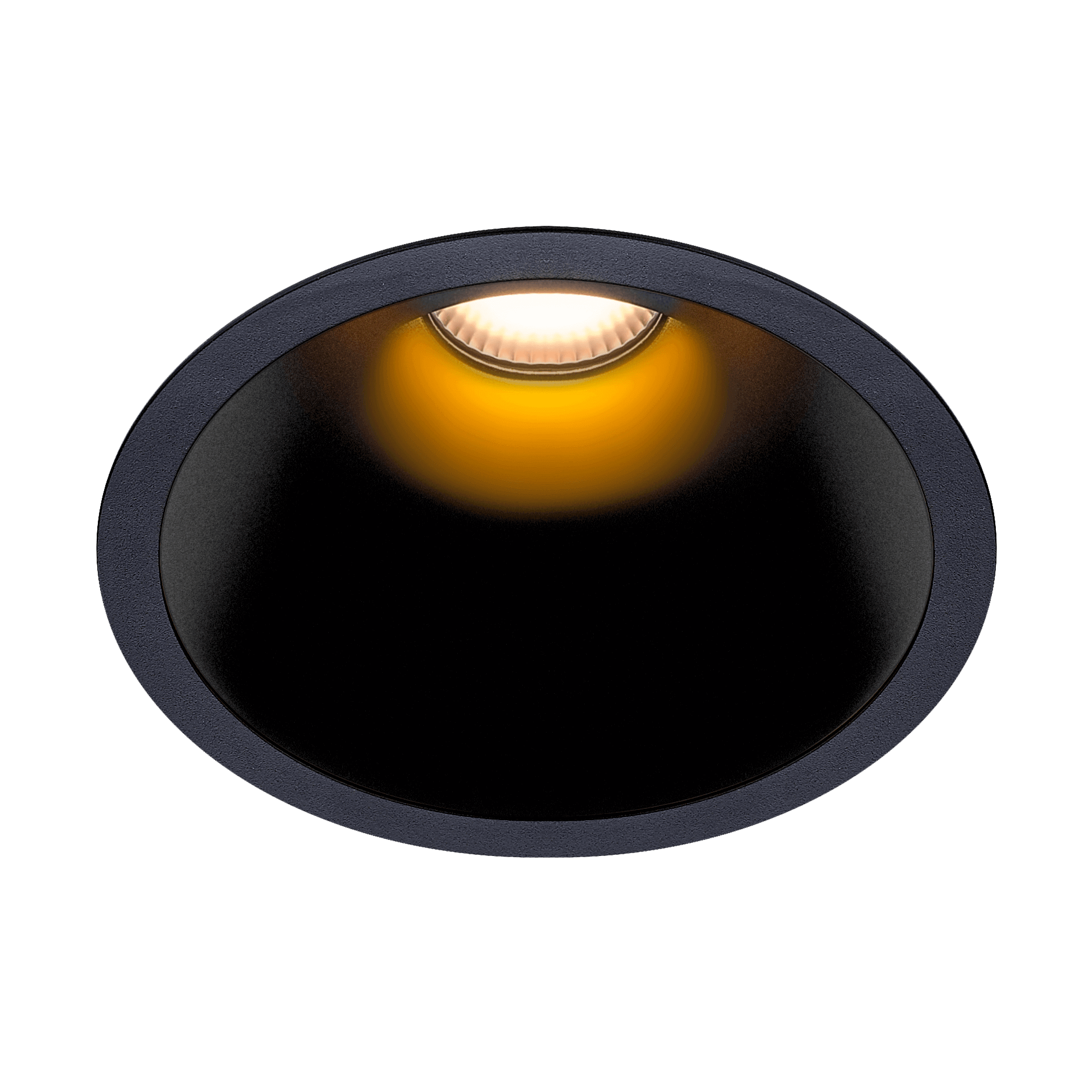 Black version of the Dea Amata L with black gloss reflector, a fixed recessed luminaire designed by Karizma Luce.