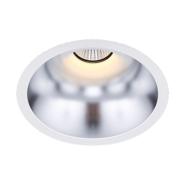 White version of the Dea Amata L with silver reflector, a fixed recessed luminaire designed by Karizma Luce.