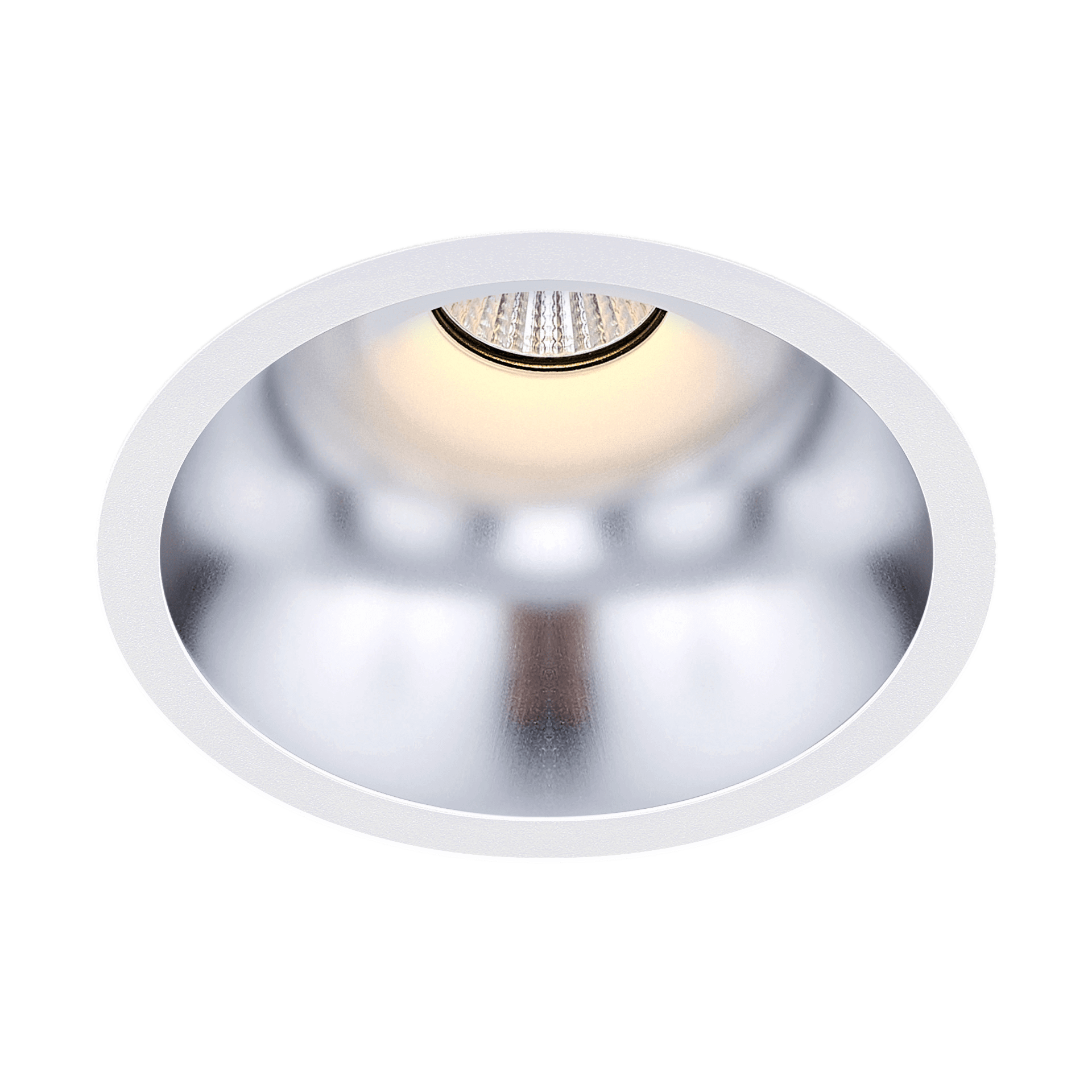 White version of the Dea Amata L with silver reflector, a fixed recessed luminaire designed by Karizma Luce.