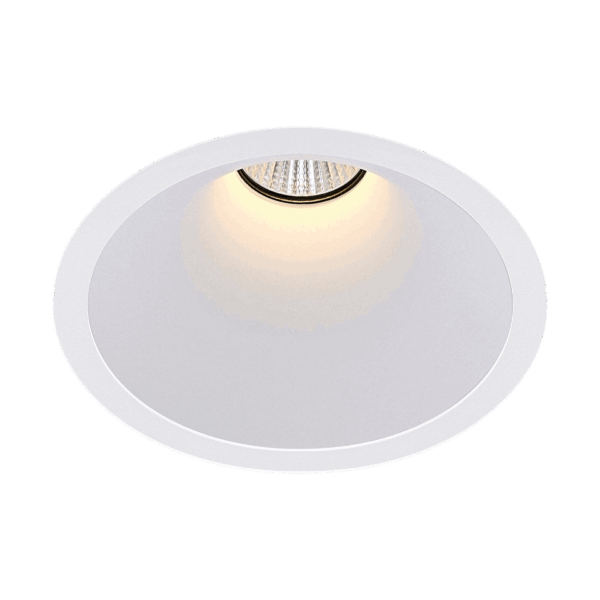 White version of the Dea Amata L with white reflector, a fixed recessed luminaire designed by Karizma Luce.