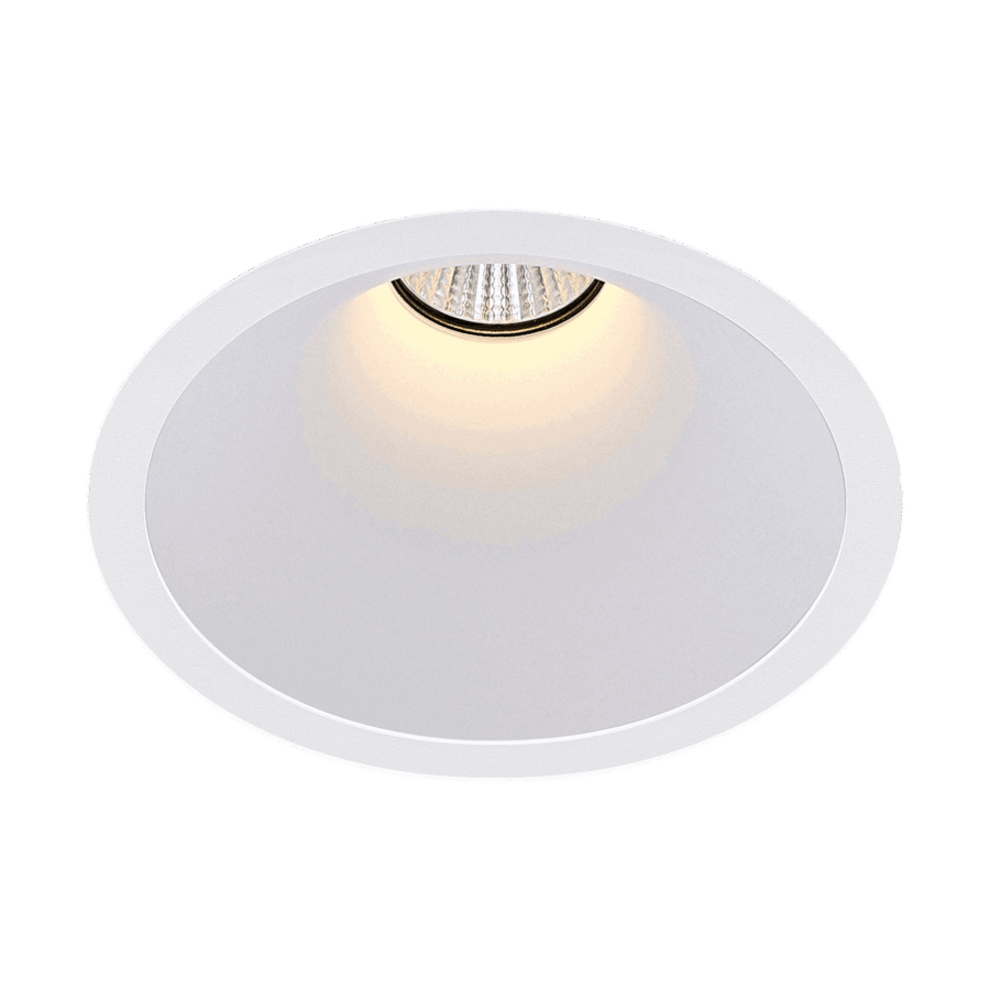 White version of the Dea Amata L with white reflector, a fixed recessed luminaire designed by Karizma Luce.