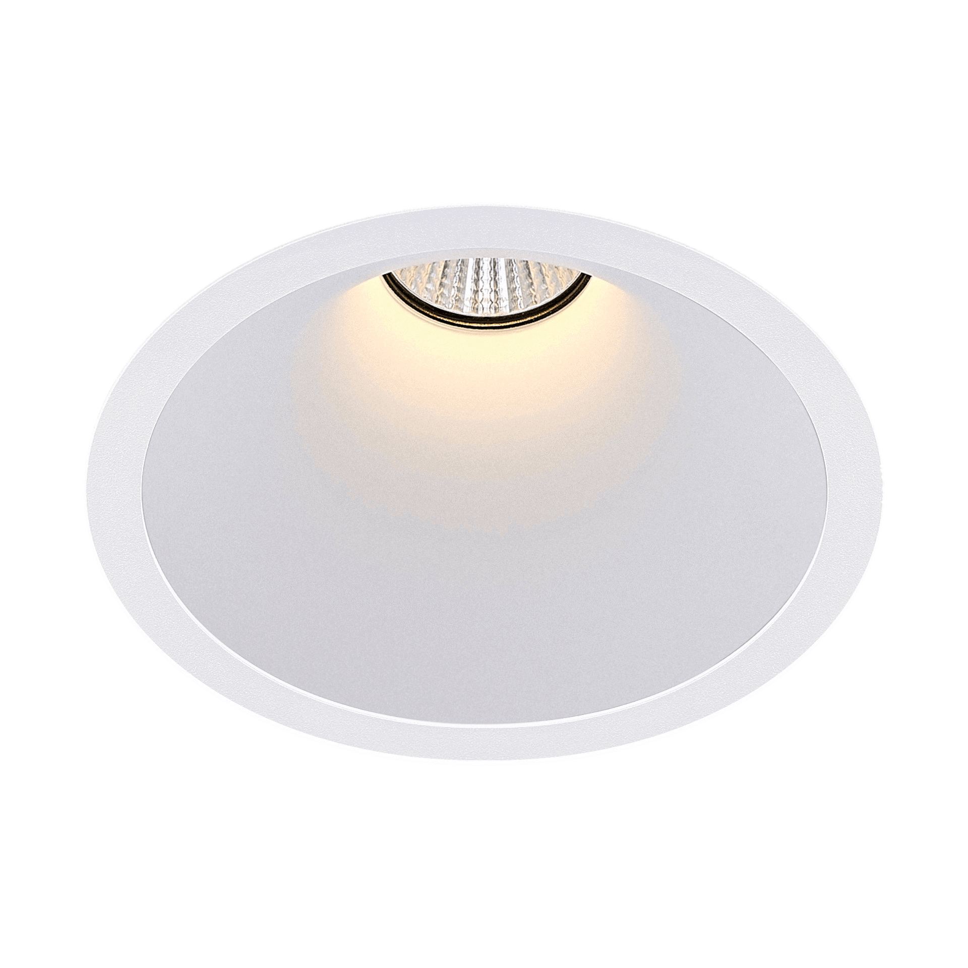 White version of the Dea Amata L with white reflector, a fixed recessed luminaire designed by Karizma Luce.