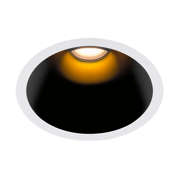 White version of the Dea Amata L with black gloss reflector, a fixed recessed luminaire designed by Karizma Luce.