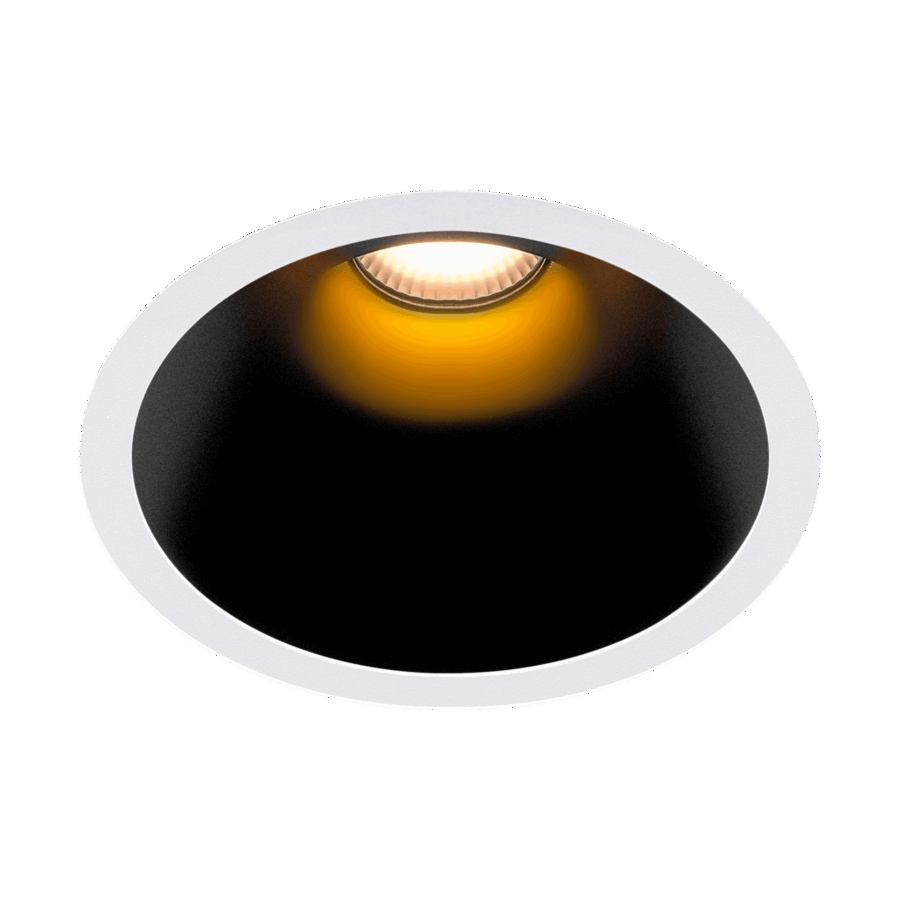 White version of the Dea Amata L with black gloss reflector, a fixed recessed luminaire designed by Karizma Luce.