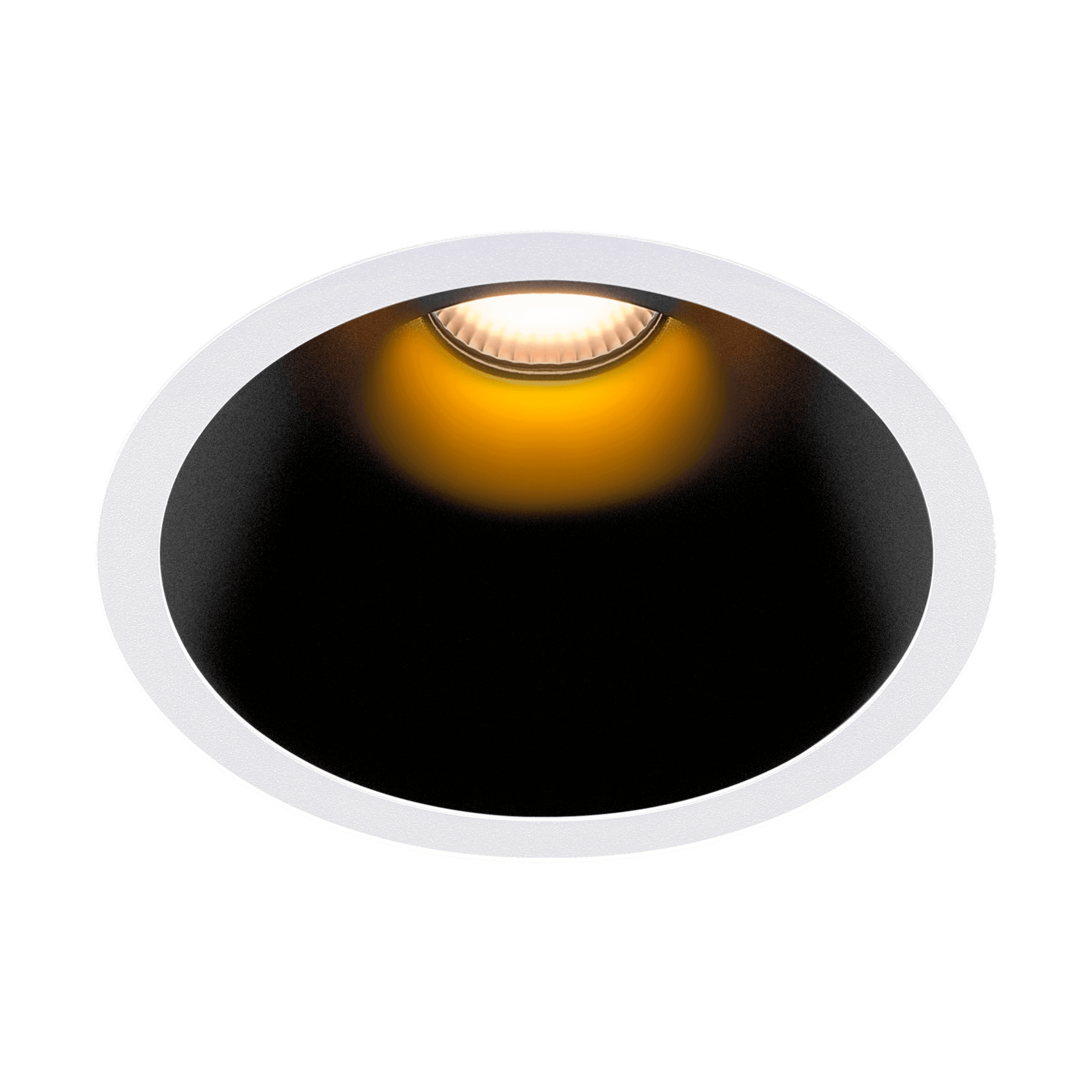 White version of the Dea Amata L with black gloss reflector, a fixed recessed luminaire designed by Karizma Luce.