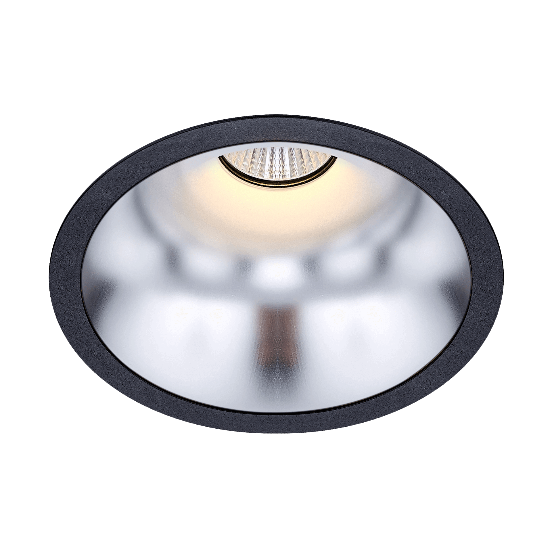 Black version of the Dea Amata L with silver reflector, a fixed recessed luminaire designed by Karizma Luce.