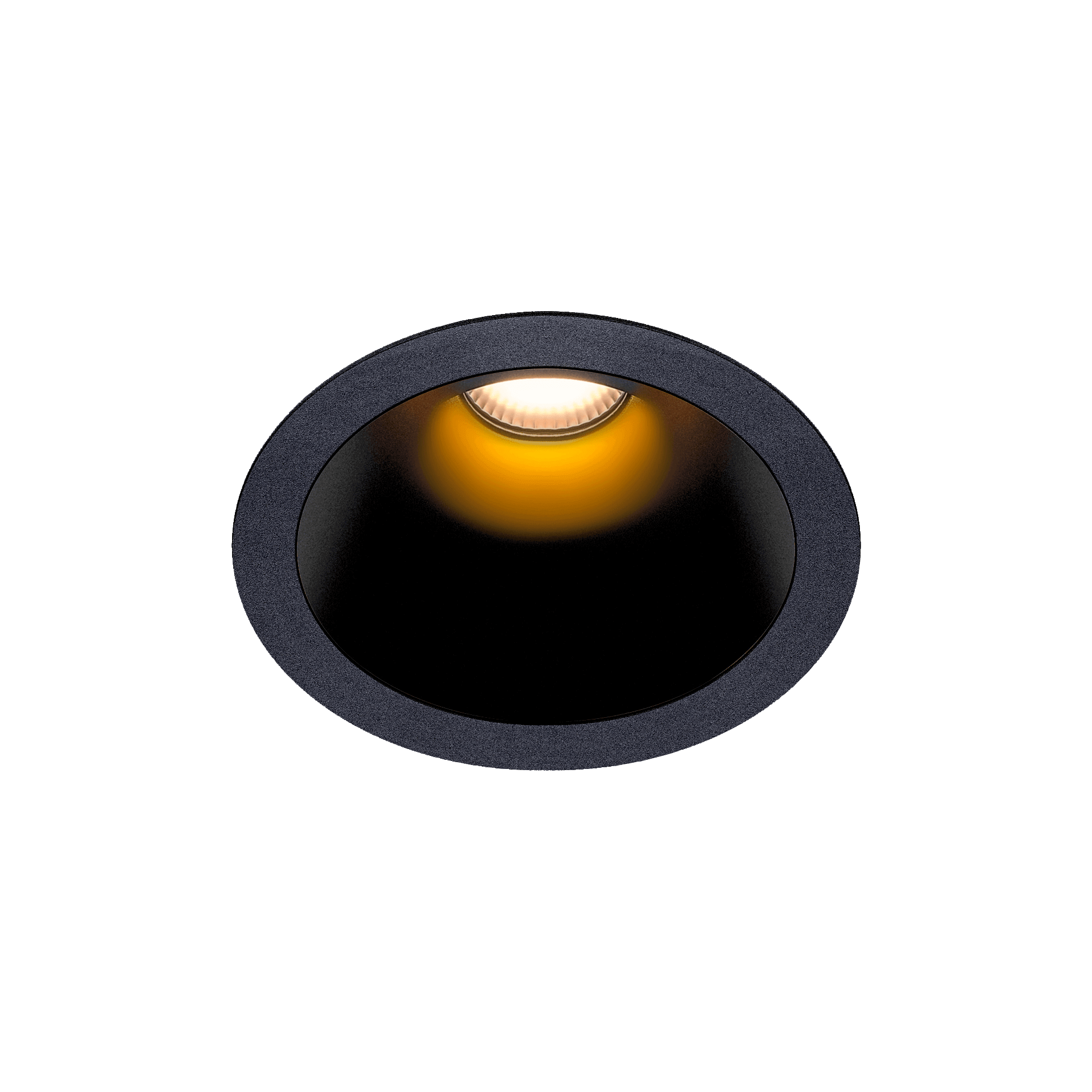 Black version of the Dea Amata M with black gloss reflector, a fixed recessed luminaire designed by Karizma Luce.