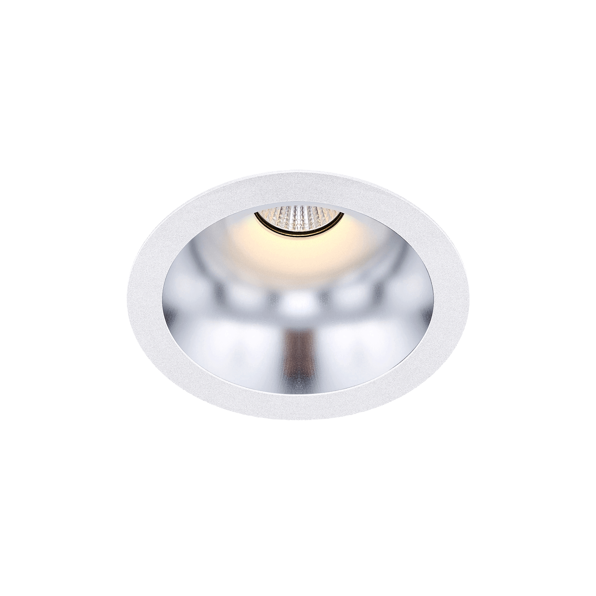 White version of the Dea Amata M with silver reflector, a fixed recessed luminaire designed by Karizma Luce.