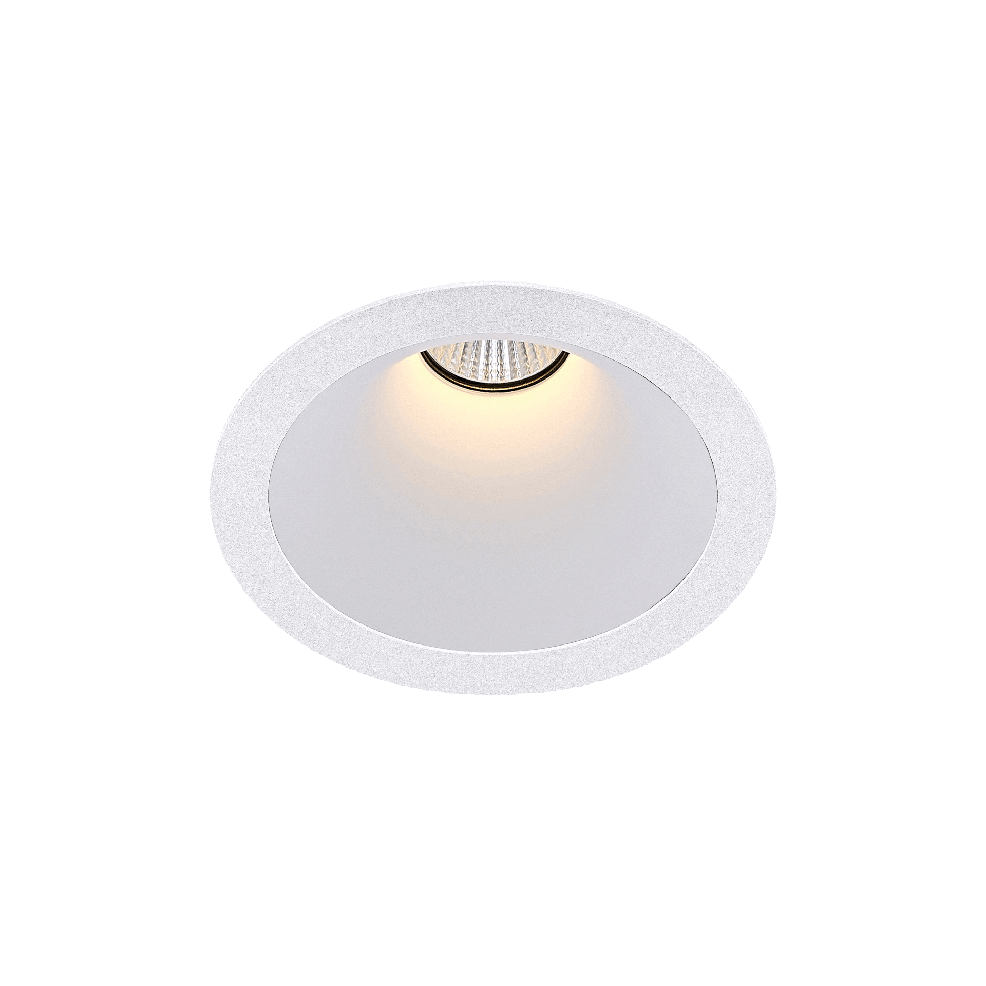 White version of the Dea Amata M with white reflector, a fixed recessed luminaire designed by Karizma Luce.