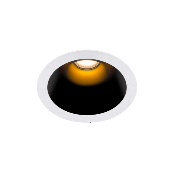 White version of the Dea Amata M with black gloss reflector, a fixed recessed luminaire designed by Karizma Luce.