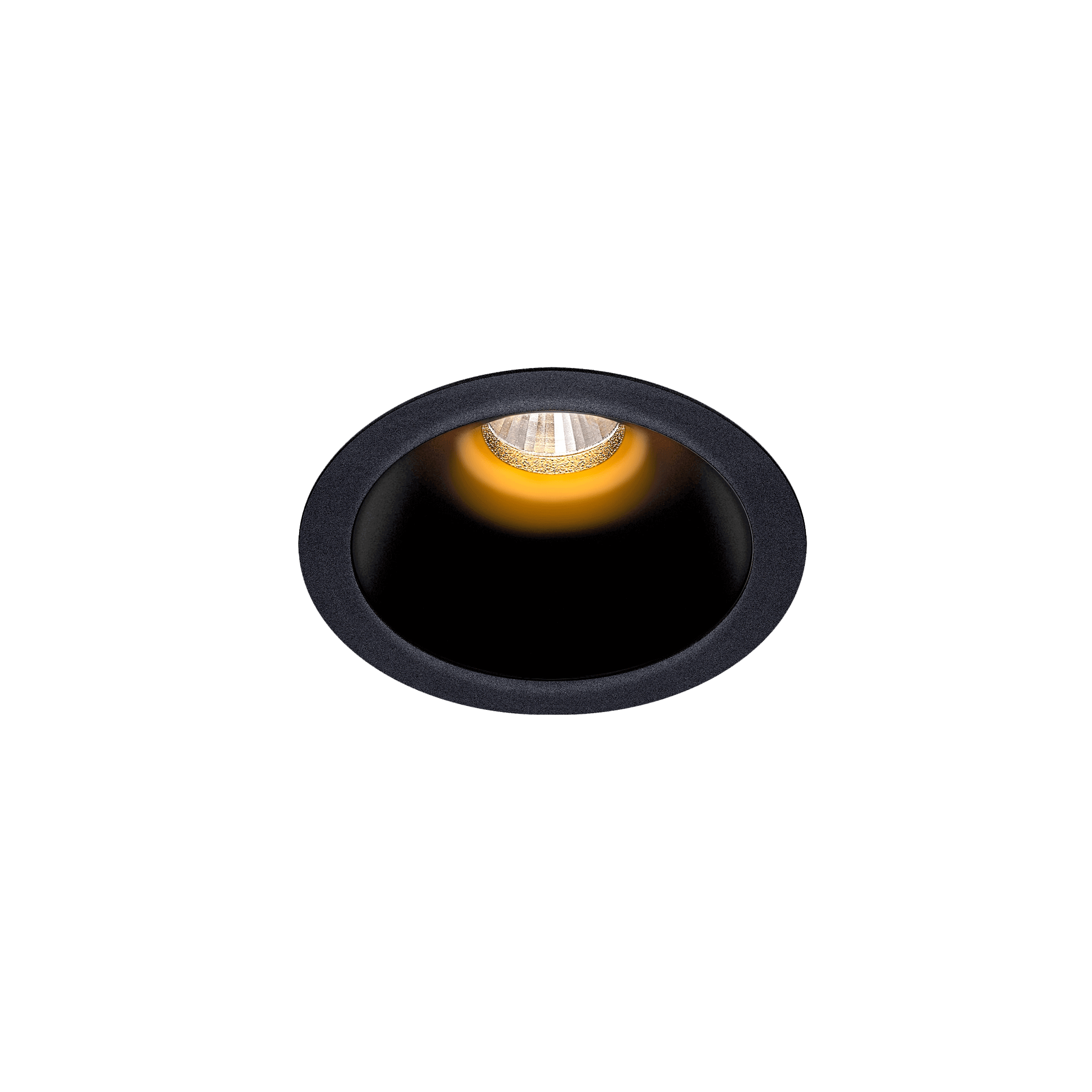 Black version of the Dea Amata S with black gloss reflector, a fixed recessed luminaire designed by Karizma Luce.