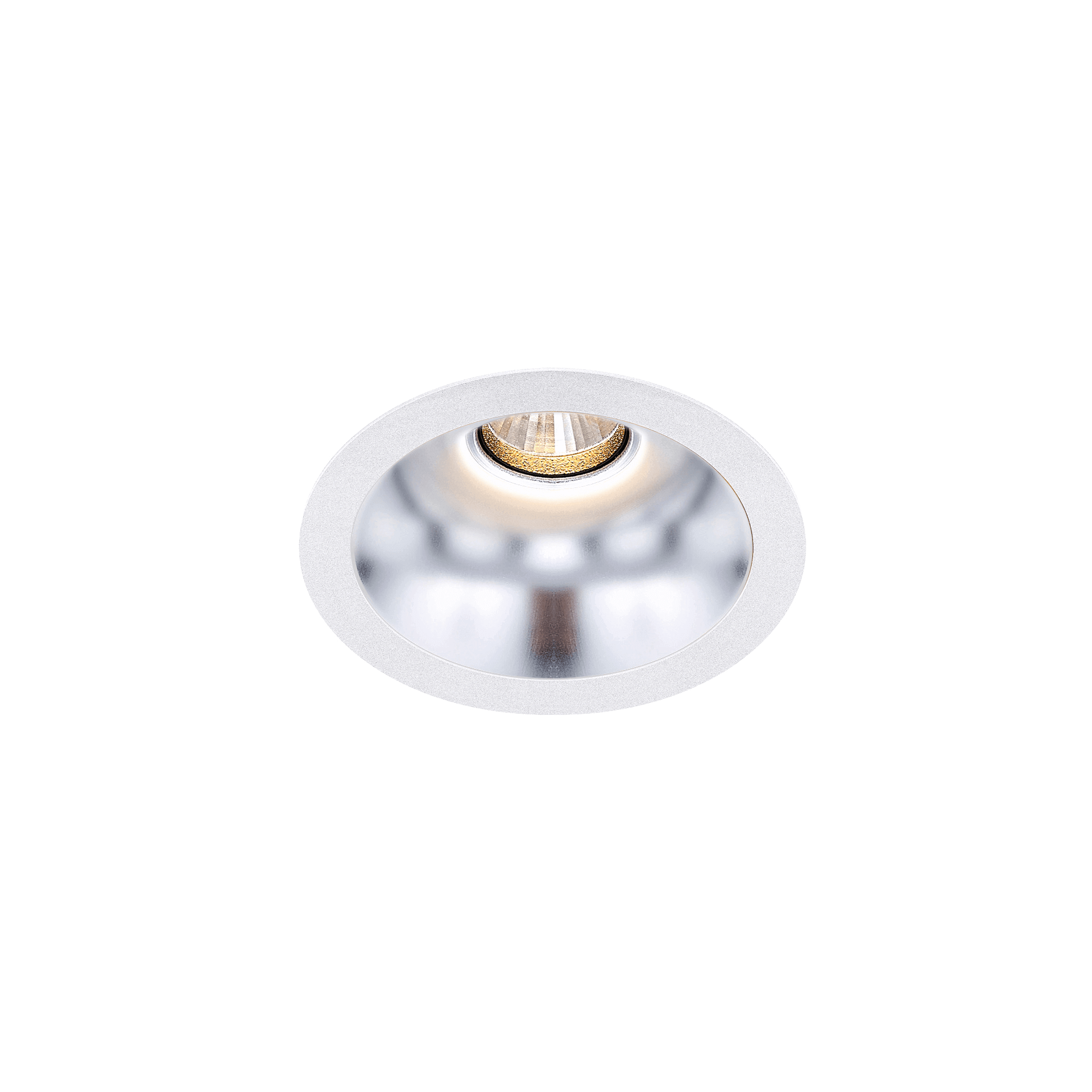 White version of the Dea Amata S with silver reflector, a fixed recessed luminaire designed by Karizma Luce.