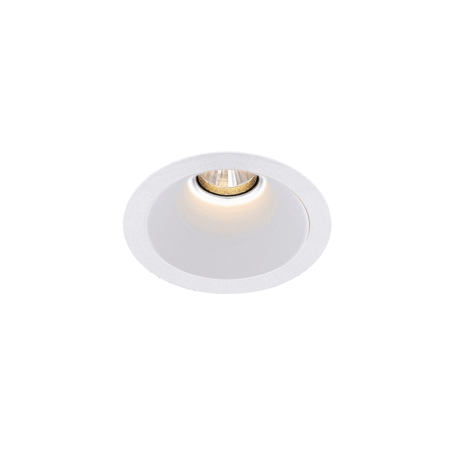White version of the Dea Amata S with white reflector, a fixed recessed luminaire designed by Karizma Luce.