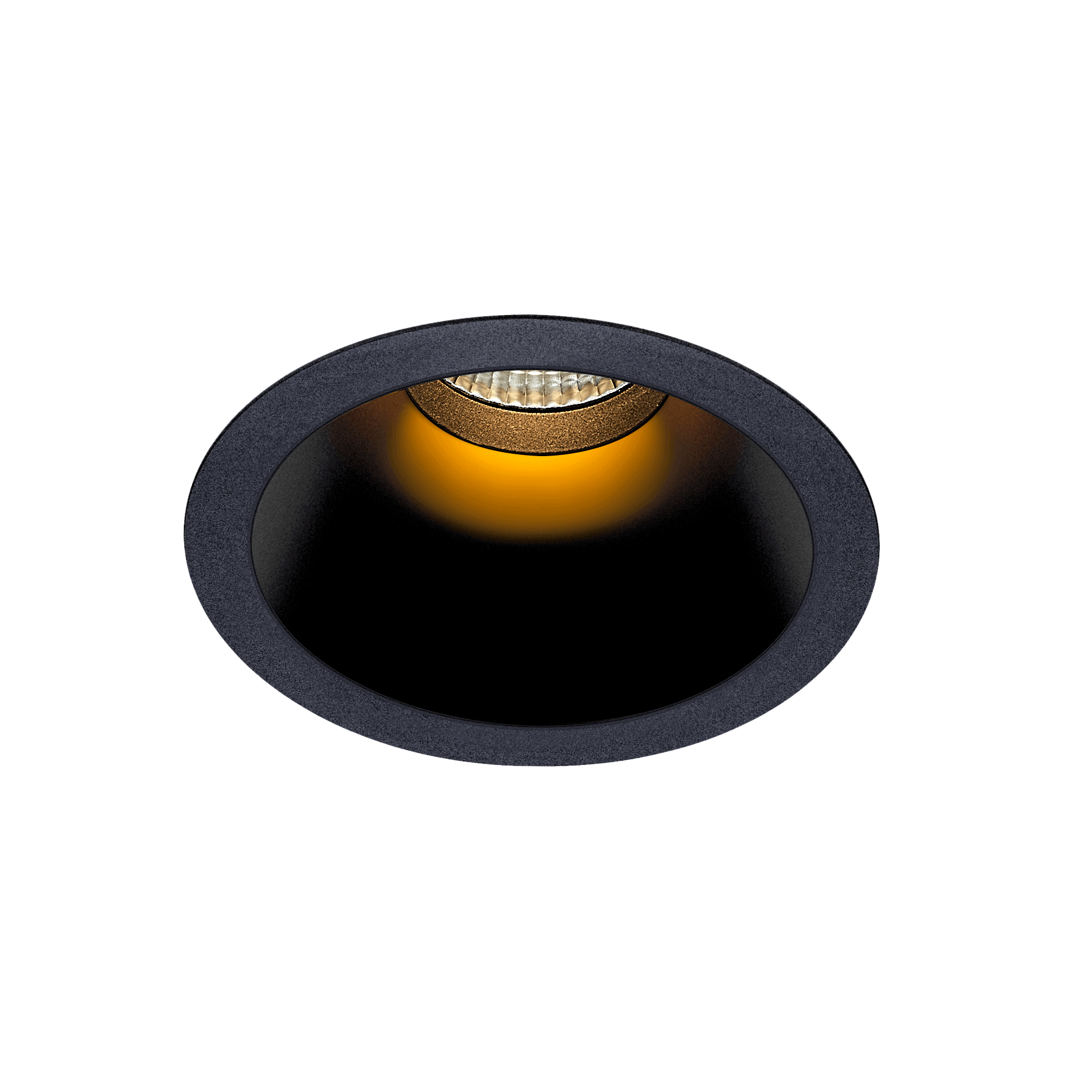 Black version of the Dea Amata XM with black gloss reflector, a fixed recessed luminaire designed by Karizma Luce.