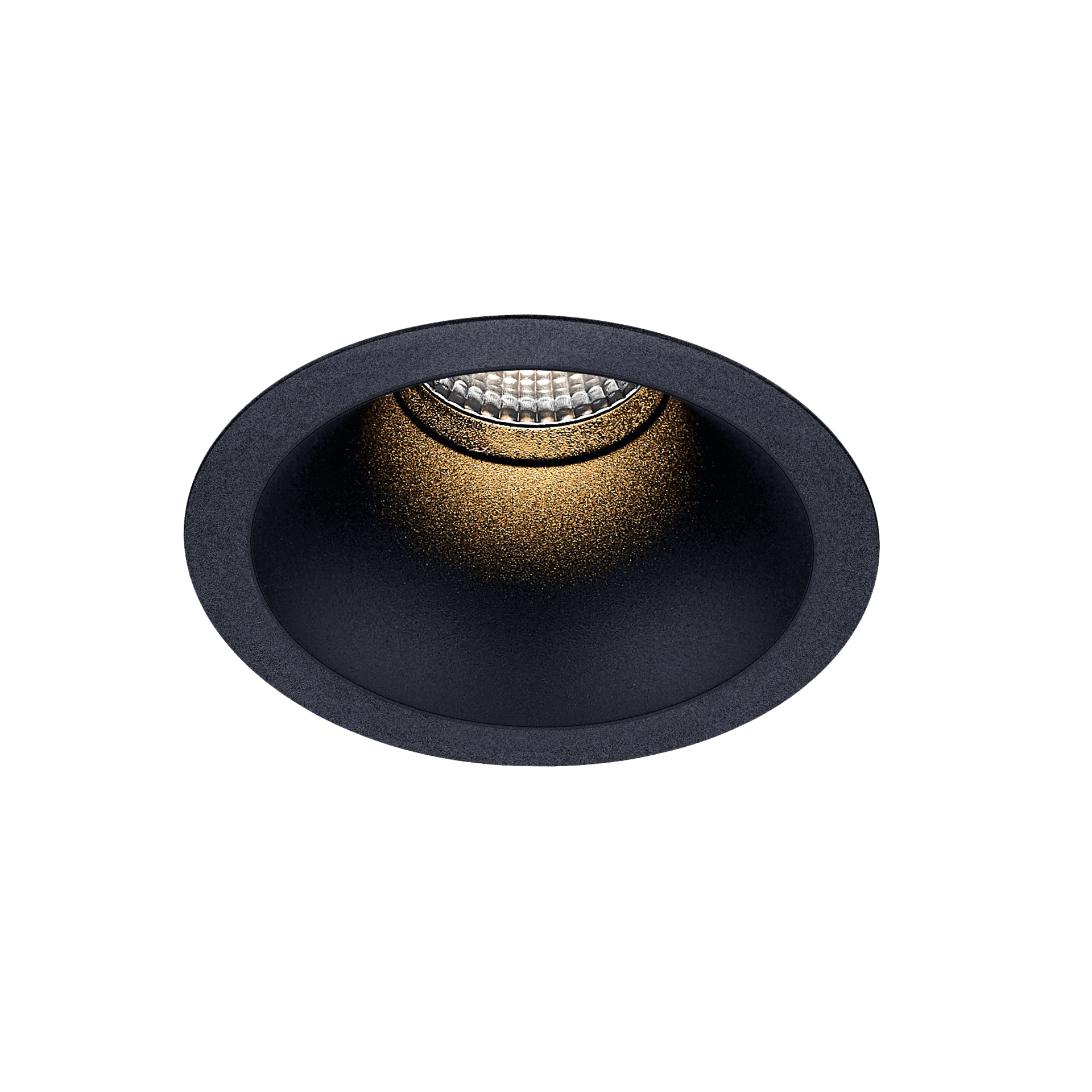 Black version of the Dea Amata XM with black matt reflector, a fixed recessed luminaire designed by Karizma Luce.