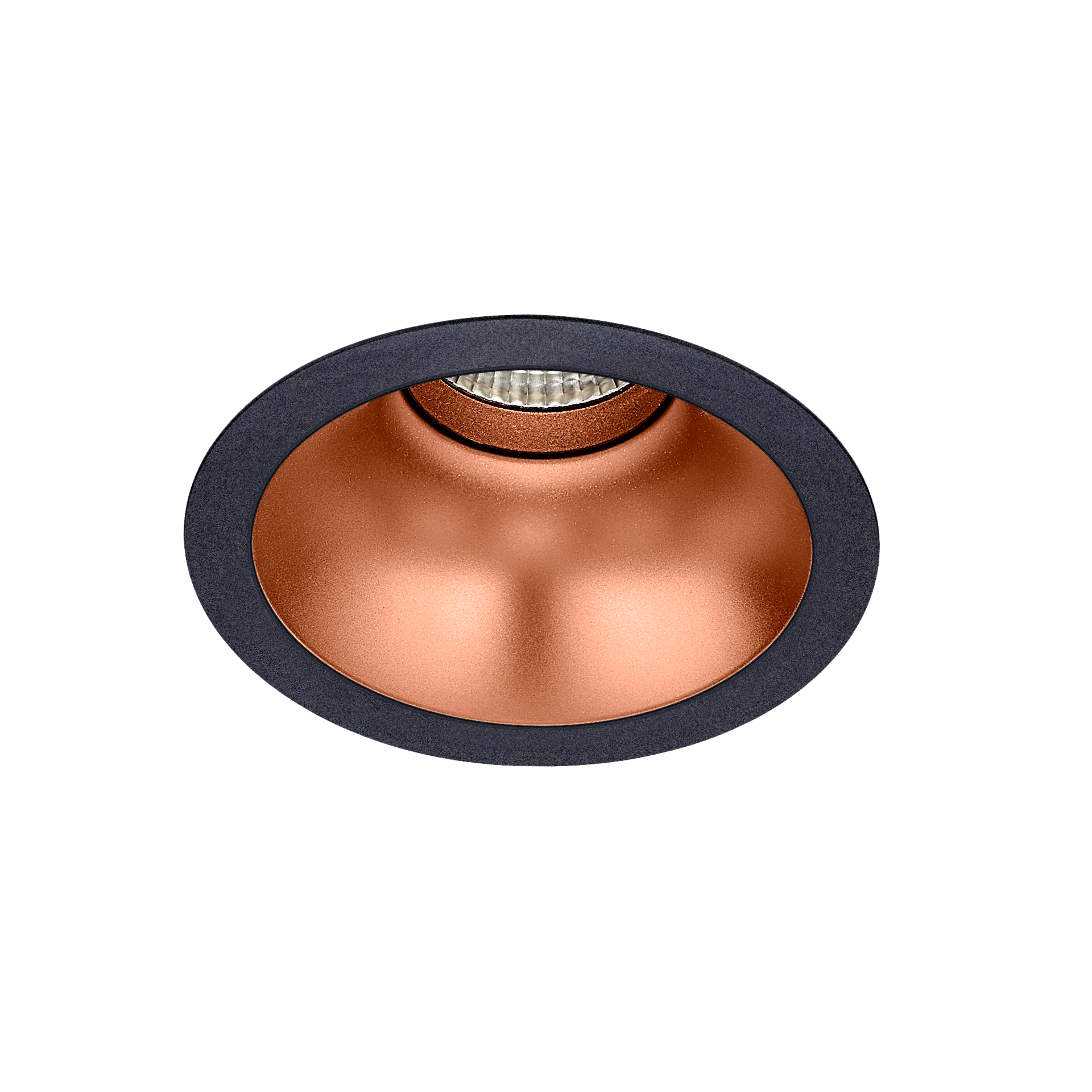 Black version of the Dea Amata XM with copper reflector, a fixed recessed luminaire designed by Karizma Luce.