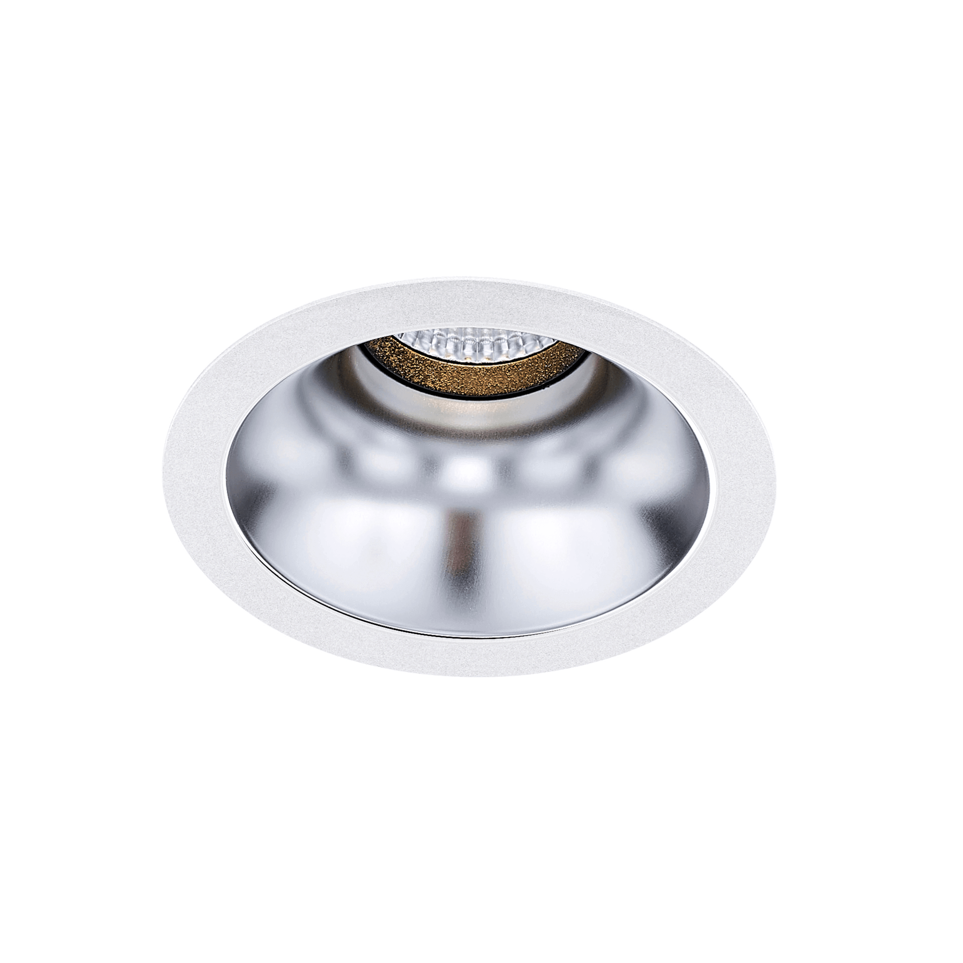 White version of the Dea Amata XM with silver reflector, a fixed recessed luminaire designed by Karizma Luce.