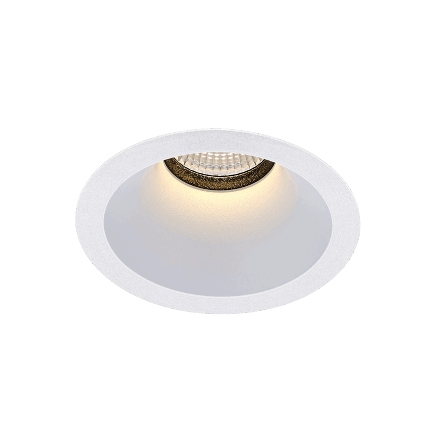 White version of the Dea Amata XM with white reflector, a fixed recessed luminaire designed by Karizma Luce.