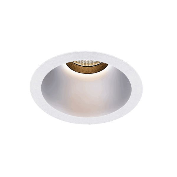 White version of the Dea Amata XM with chrome reflector, a fixed recessed luminaire designed by Karizma Luce.