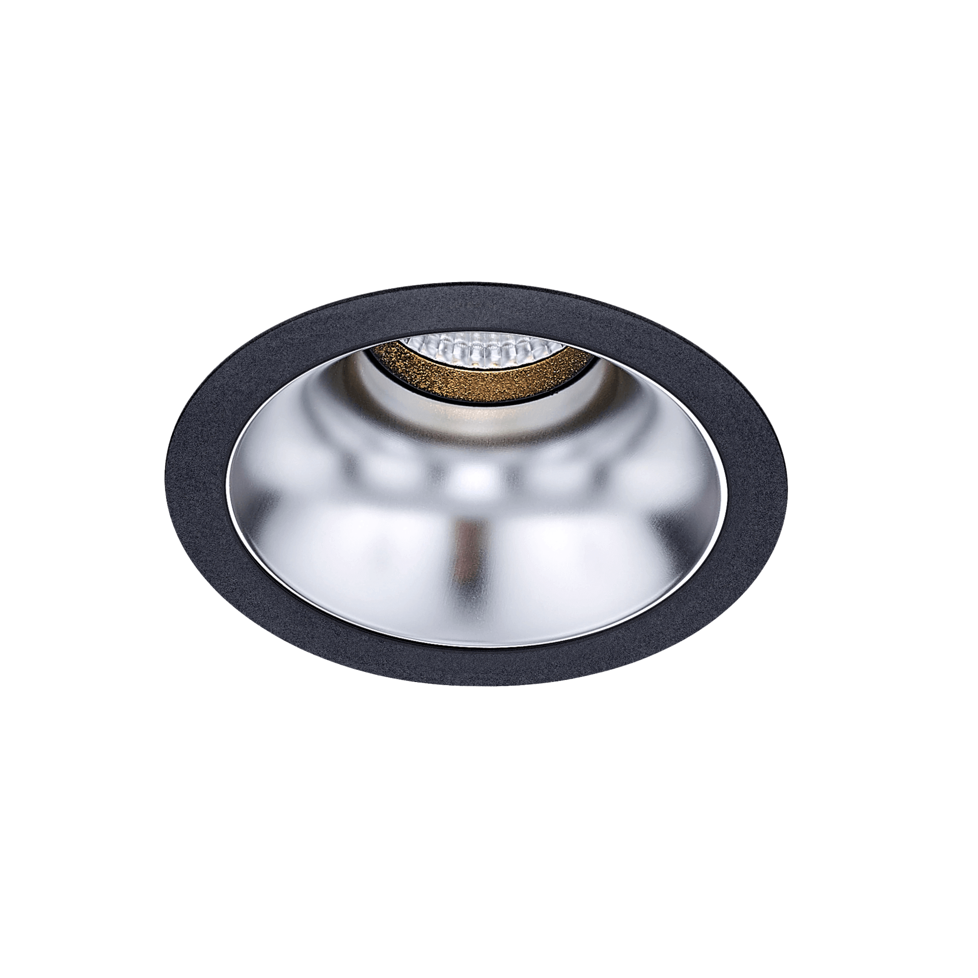 Black version of the Dea Amata XM with silver reflector, a fixed recessed luminaire designed by Karizma Luce.