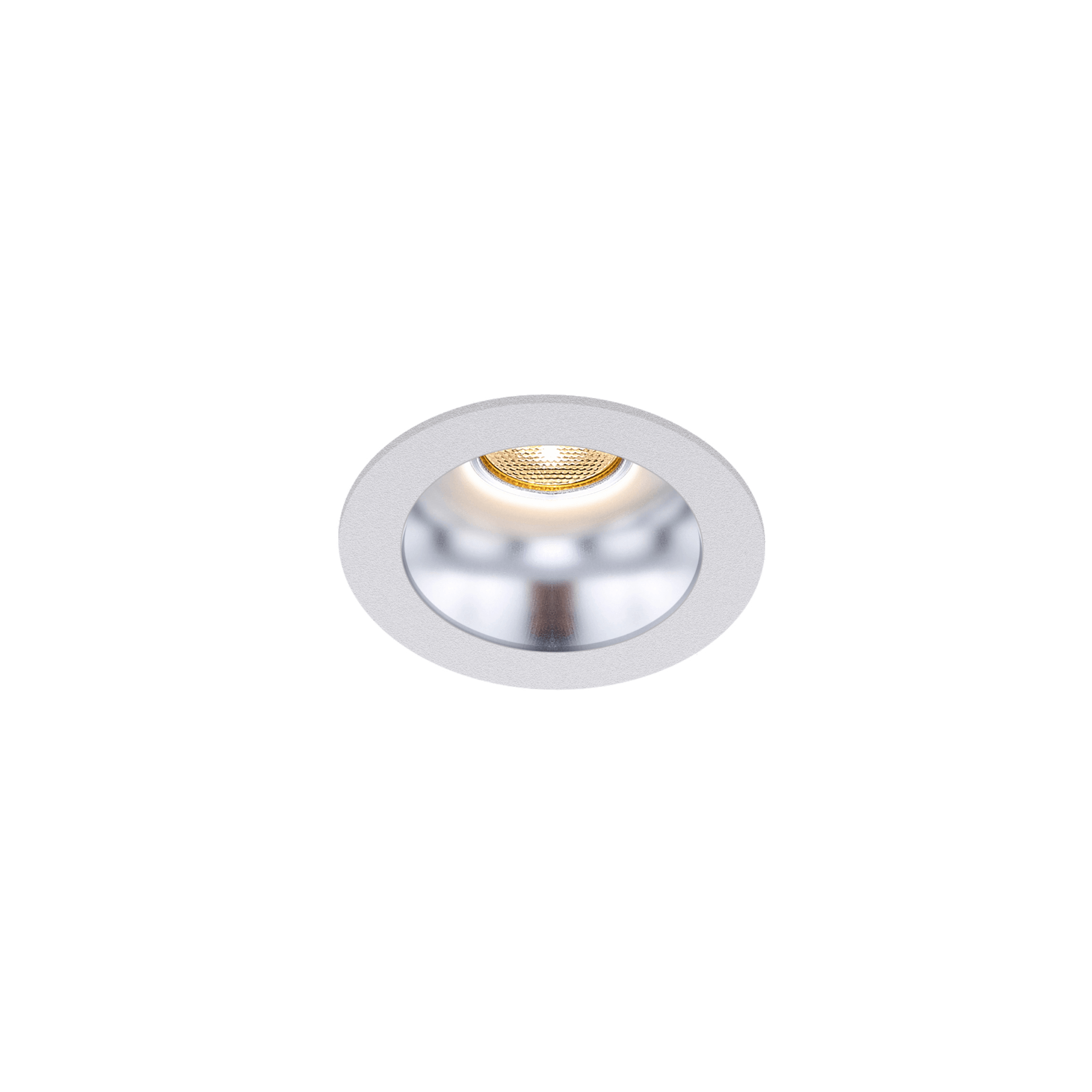 White version of the Dea Amata XS with silver reflector, a fixed recessed luminaire designed by Karizma Luce.