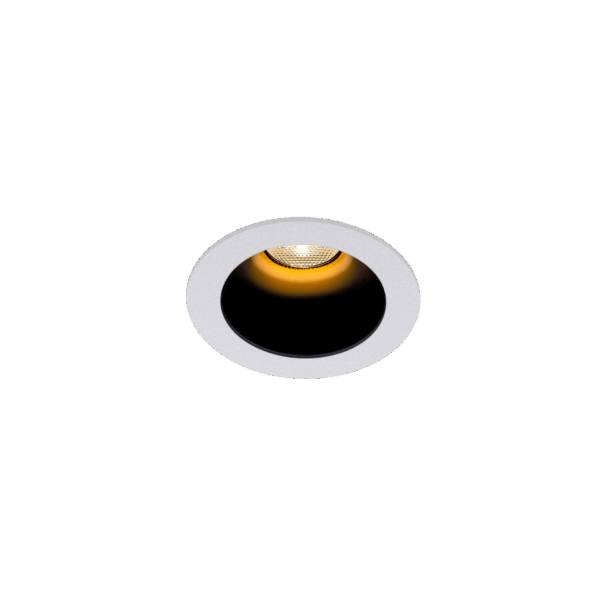 White version of the Dea Amata XS with black gloss reflector, a fixed recessed luminaire designed by Karizma Luce.