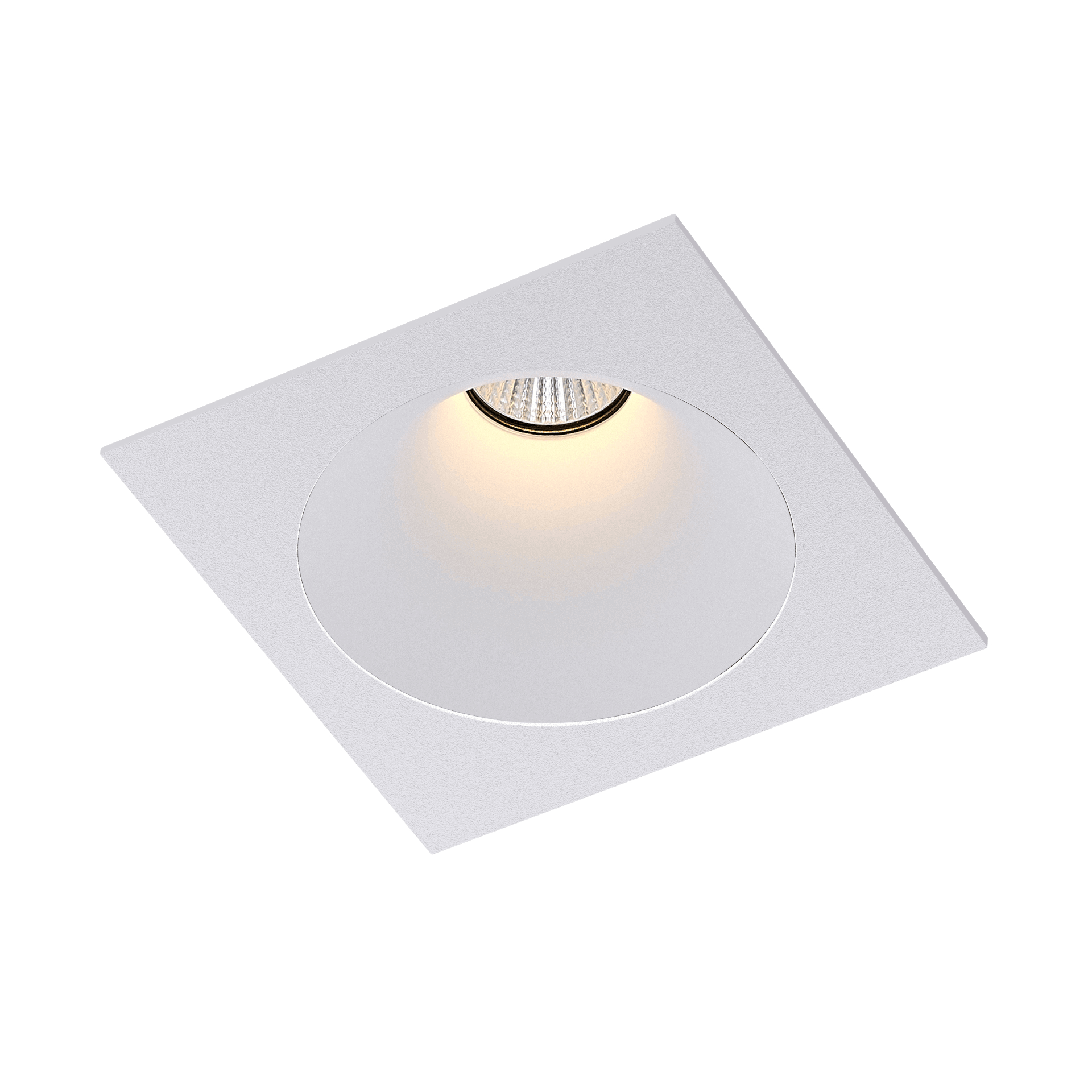 White version of the Dea Amor M with white reflector, a square recessed luminaire designed by Karizma Luce.