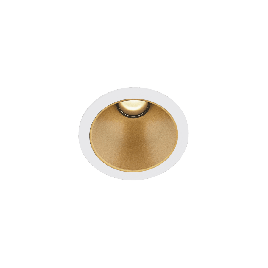 White version of the Dea Apollo with golden reflector, a fixed recessed luminaire designed by Karizma Luce.