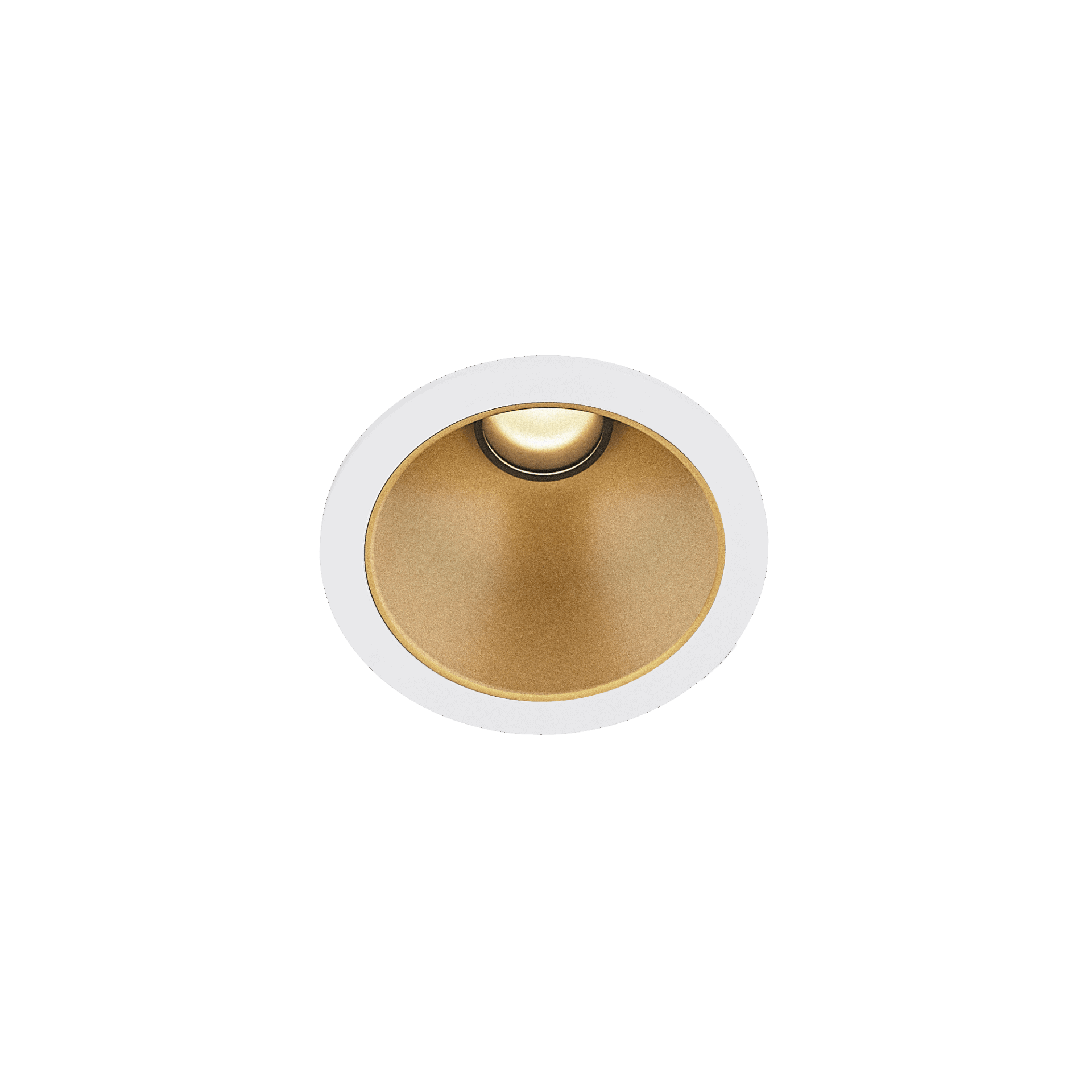 White version of the Dea Apollo with golden reflector, a fixed recessed luminaire designed by Karizma Luce.