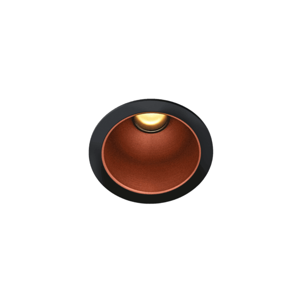 Black version of the Dea Apollo with copper reflector, a fixed recessed luminaire designed by Karizma Luce.