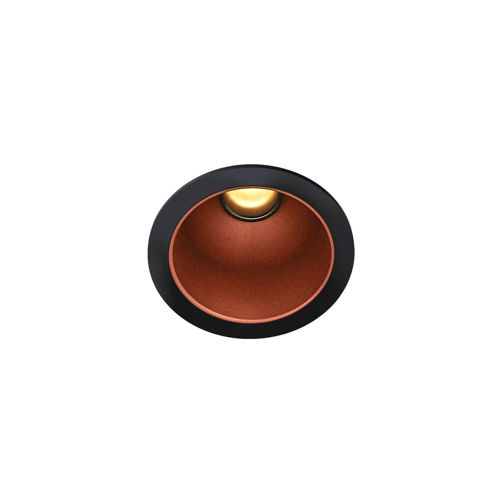 Black version of the Dea Apollo with copper reflector, a fixed recessed luminaire designed by Karizma Luce.