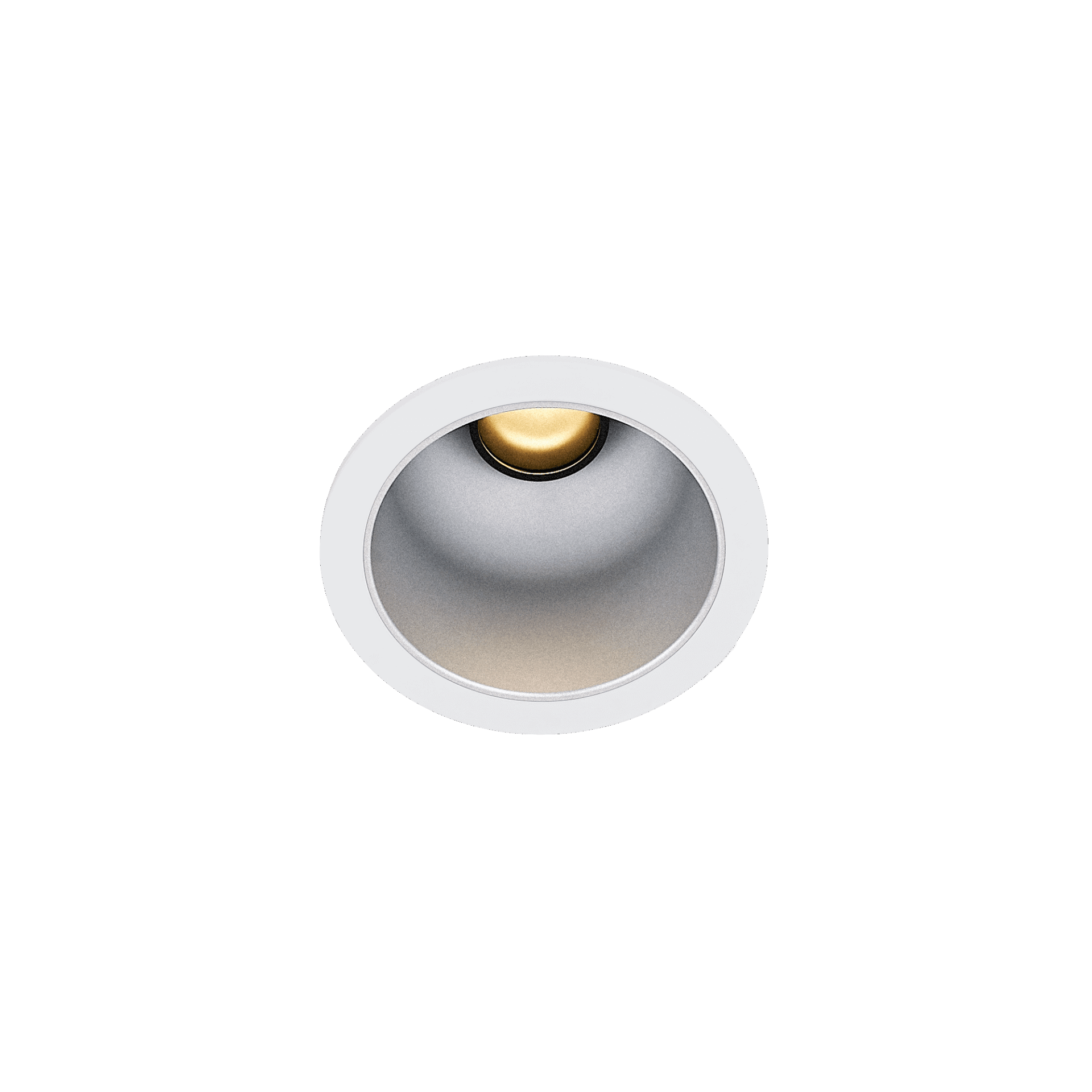 White version of the Dea Apollo with chrome reflector, a fixed recessed luminaire designed by Karizma Luce.