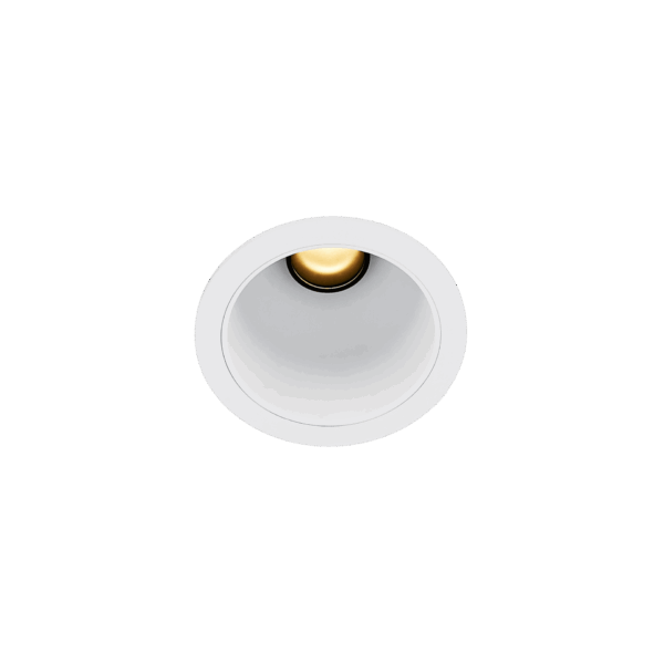 White version of the Dea Apollo with white reflector, a fixed recessed luminaire designed by Karizma Luce.