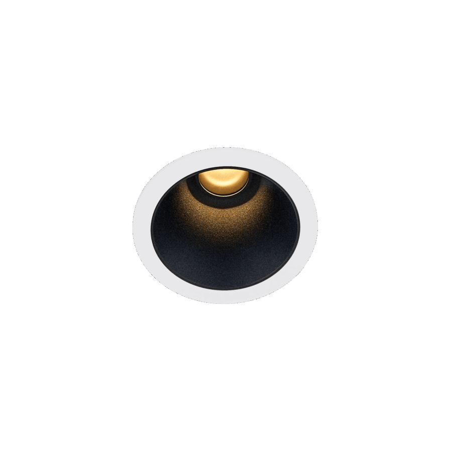 White version of the Dea Apollo with black matt reflector, a fixed recessed luminaire designed by Karizma Luce.