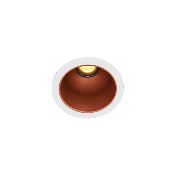 White version of the Dea Apollo with copper reflector, a fixed recessed luminaire designed by Karizma Luce.