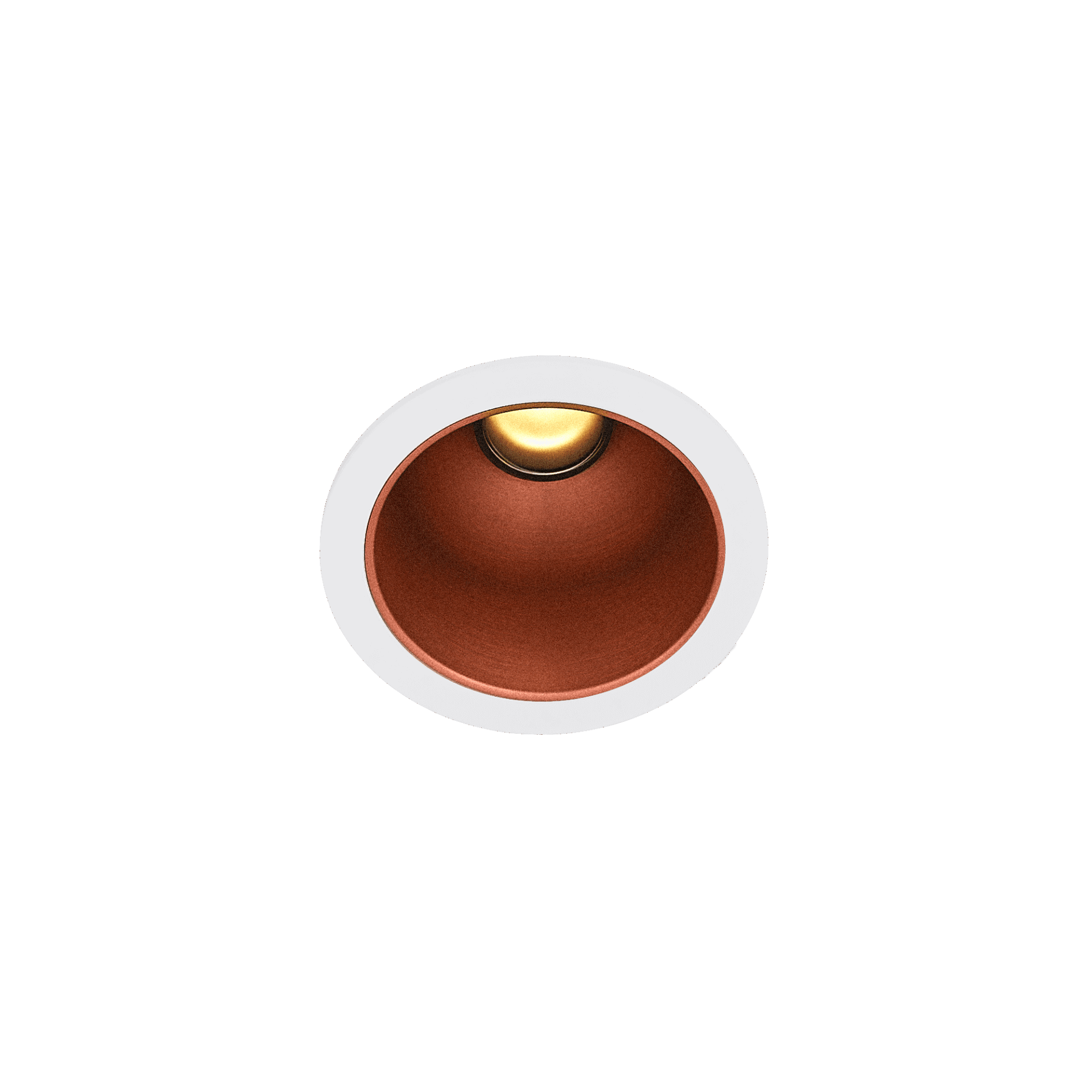 White version of the Dea Apollo with copper reflector, a fixed recessed luminaire designed by Karizma Luce.