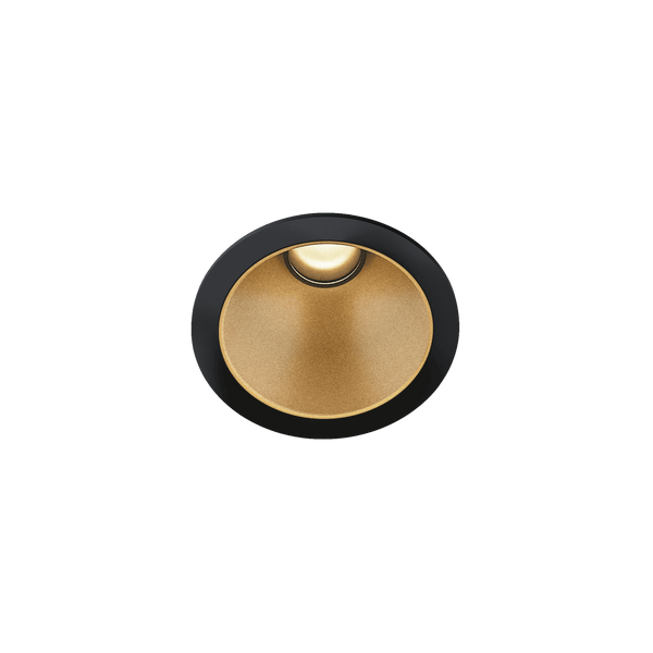 Black version of the Dea Apollo with golden reflector, a fixed recessed luminaire designed by Karizma Luce.