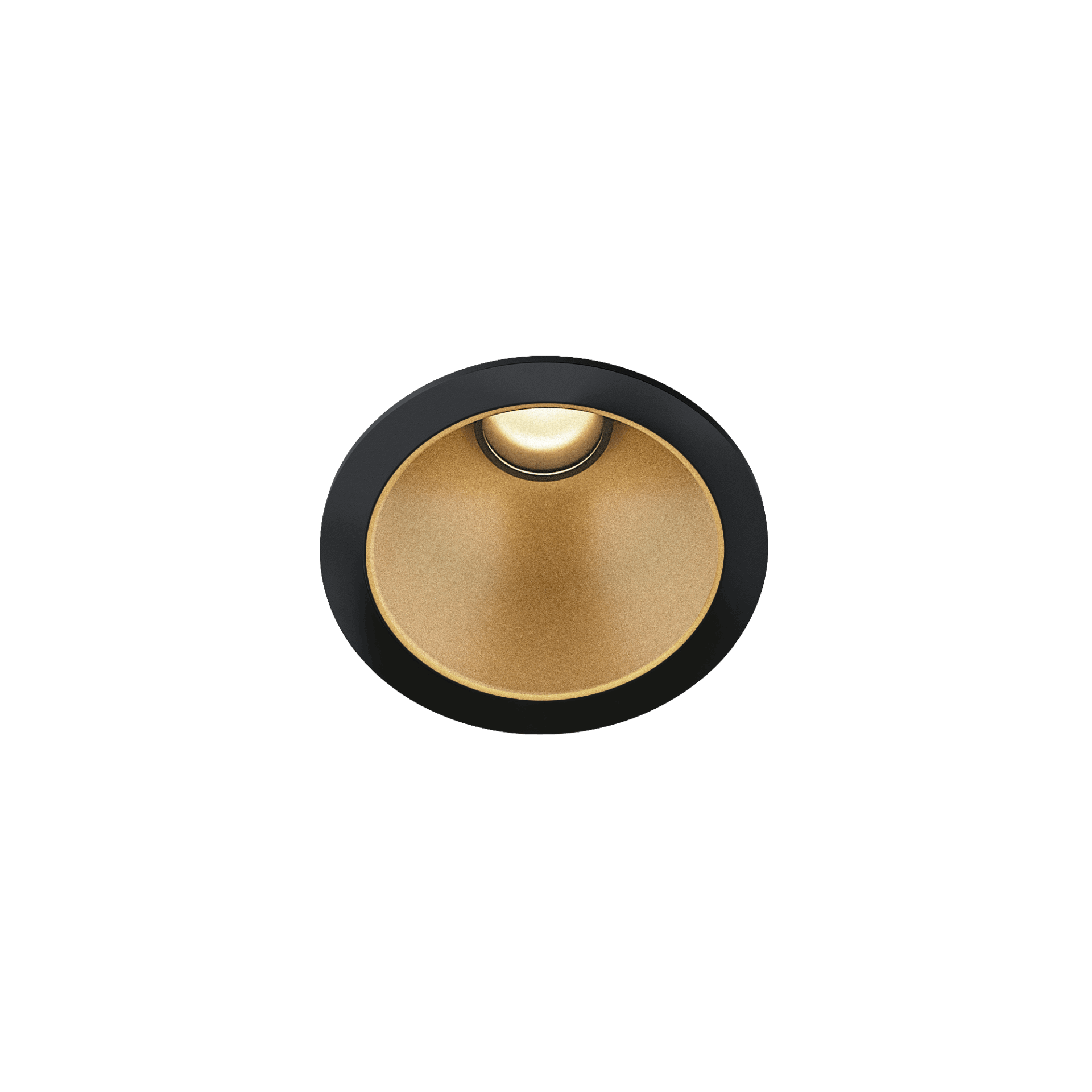 Black version of the Dea Apollo with golden reflector, a fixed recessed luminaire designed by Karizma Luce.