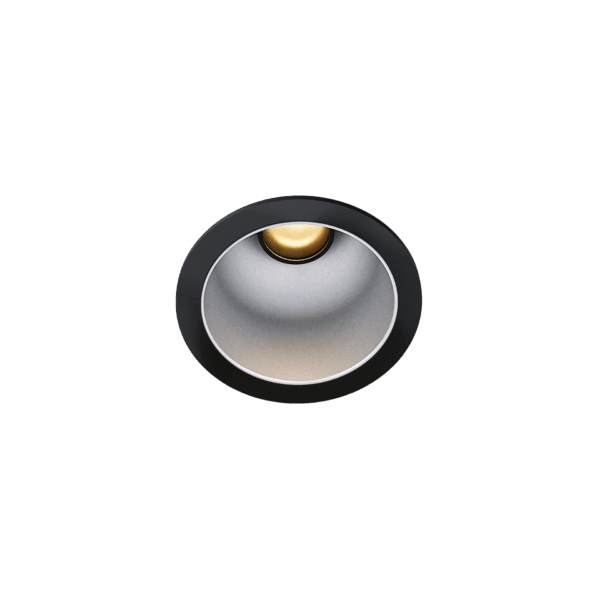 Black version of the Dea Apollo with chrome reflector, a fixed recessed luminaire designed by Karizma Luce.