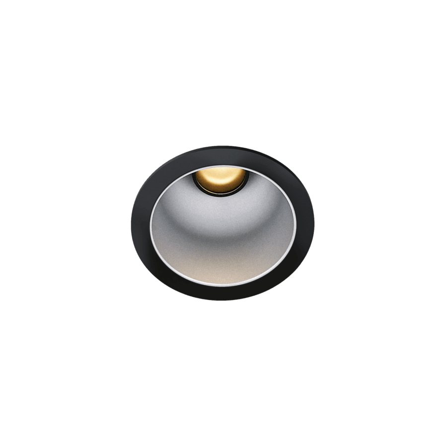 Black version of the Dea Apollo with chrome reflector, a fixed recessed luminaire designed by Karizma Luce.