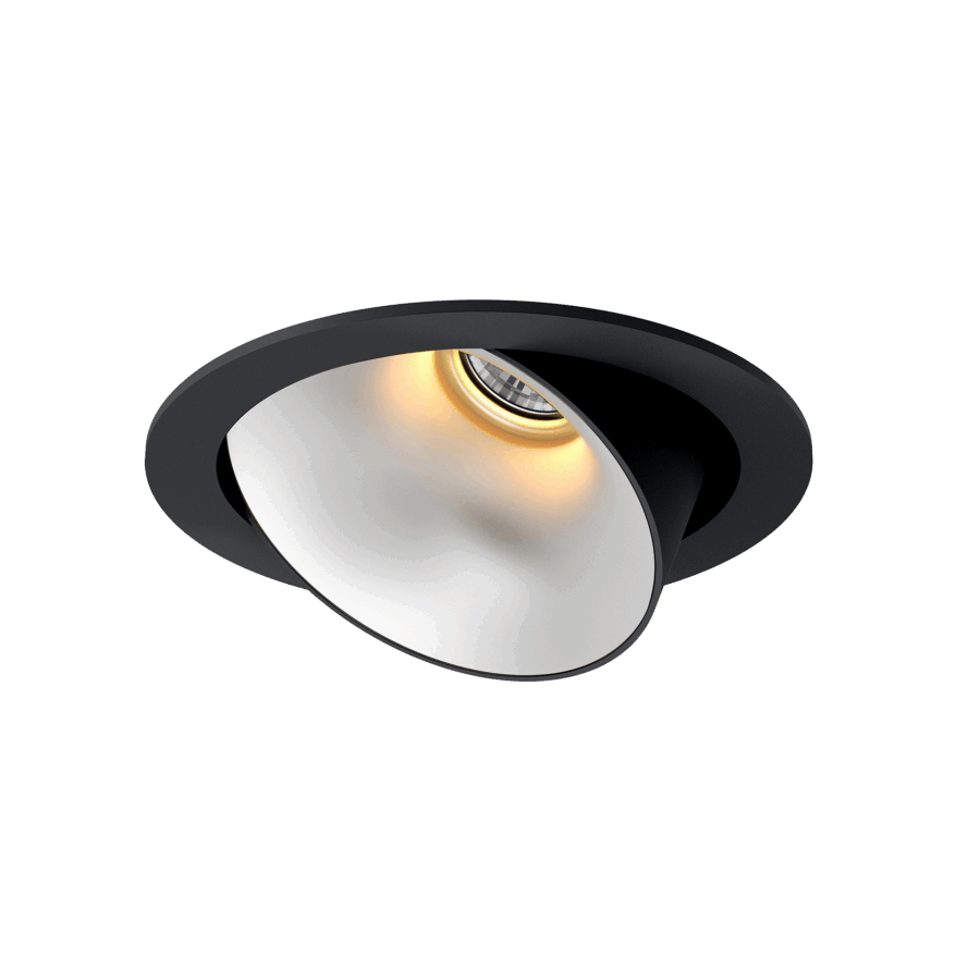 Black version of the Dea Carmenta M with chrome reflector, an adjustable luminaire designed by Karizma Luce.