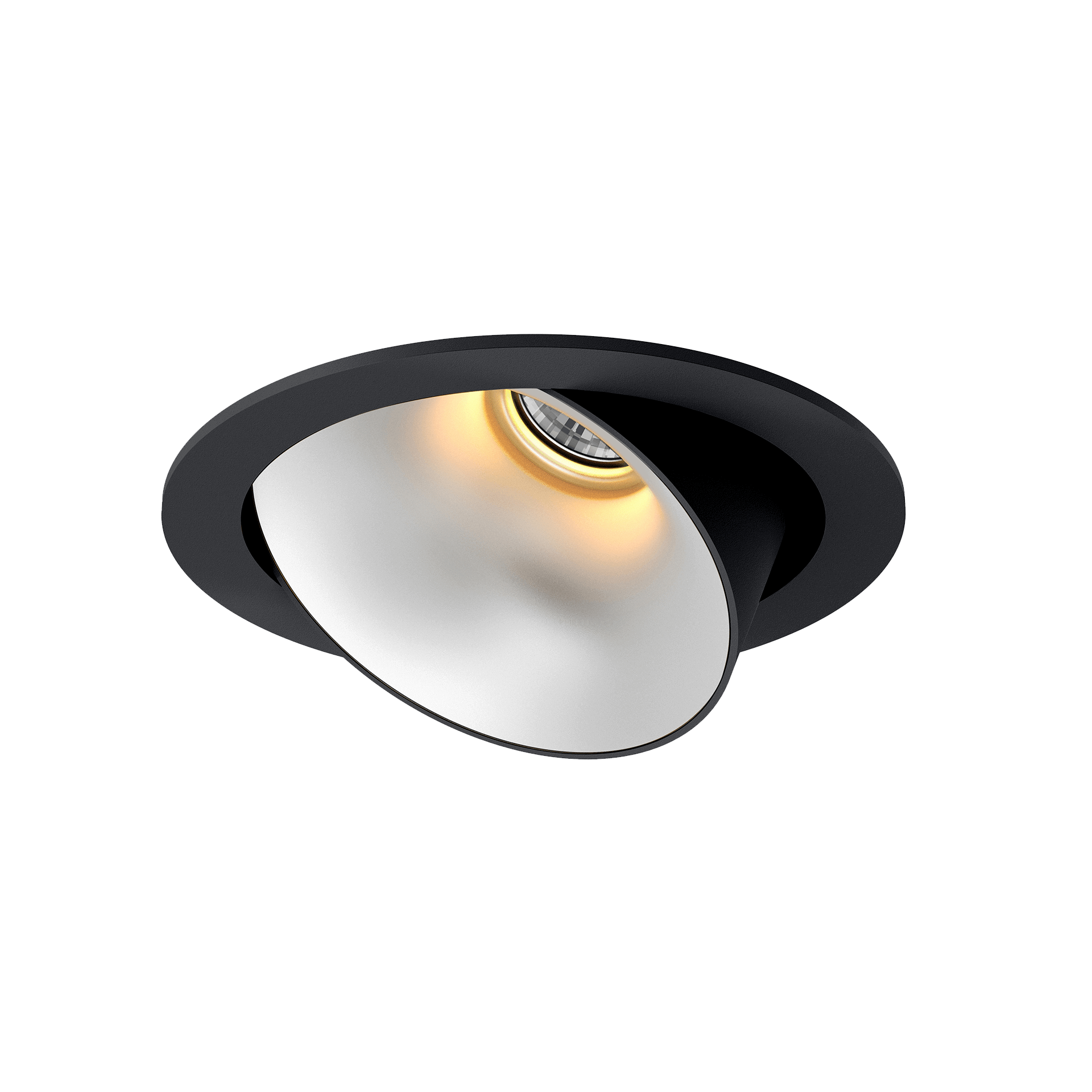 Black version of the Dea Carmenta M with chrome reflector, an adjustable luminaire designed by Karizma Luce.
