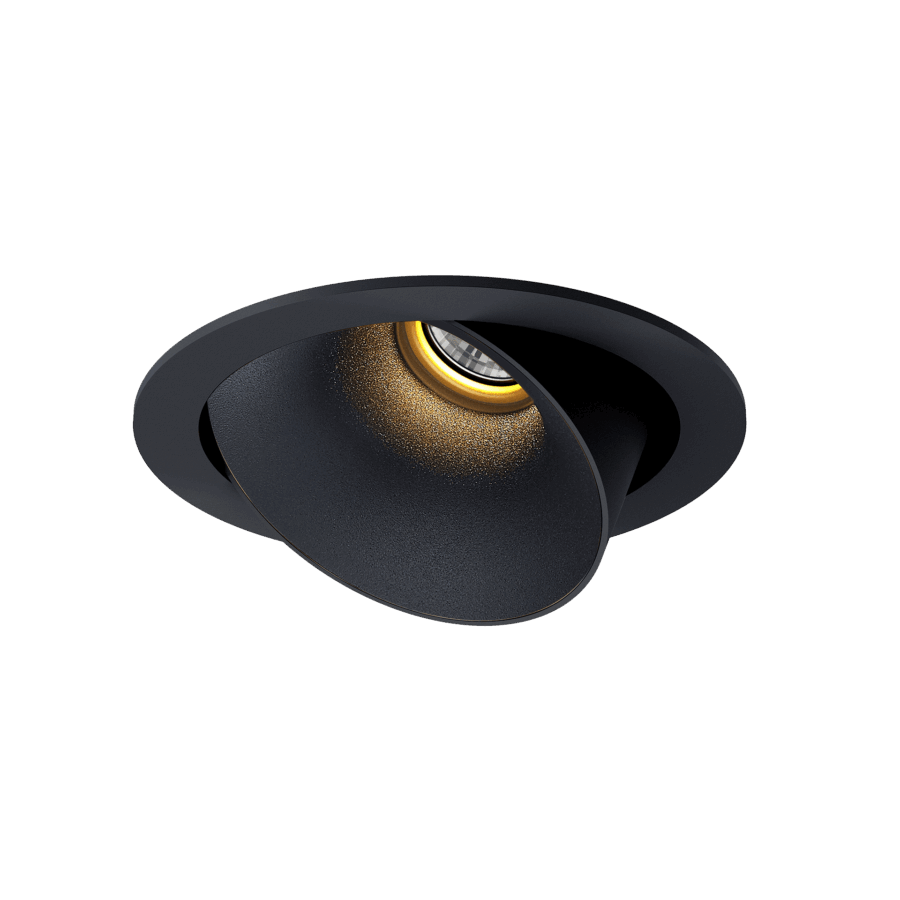 Black version of the Dea Carmenta M with black matt reflector, an adjustable luminaire designed by Karizma Luce.