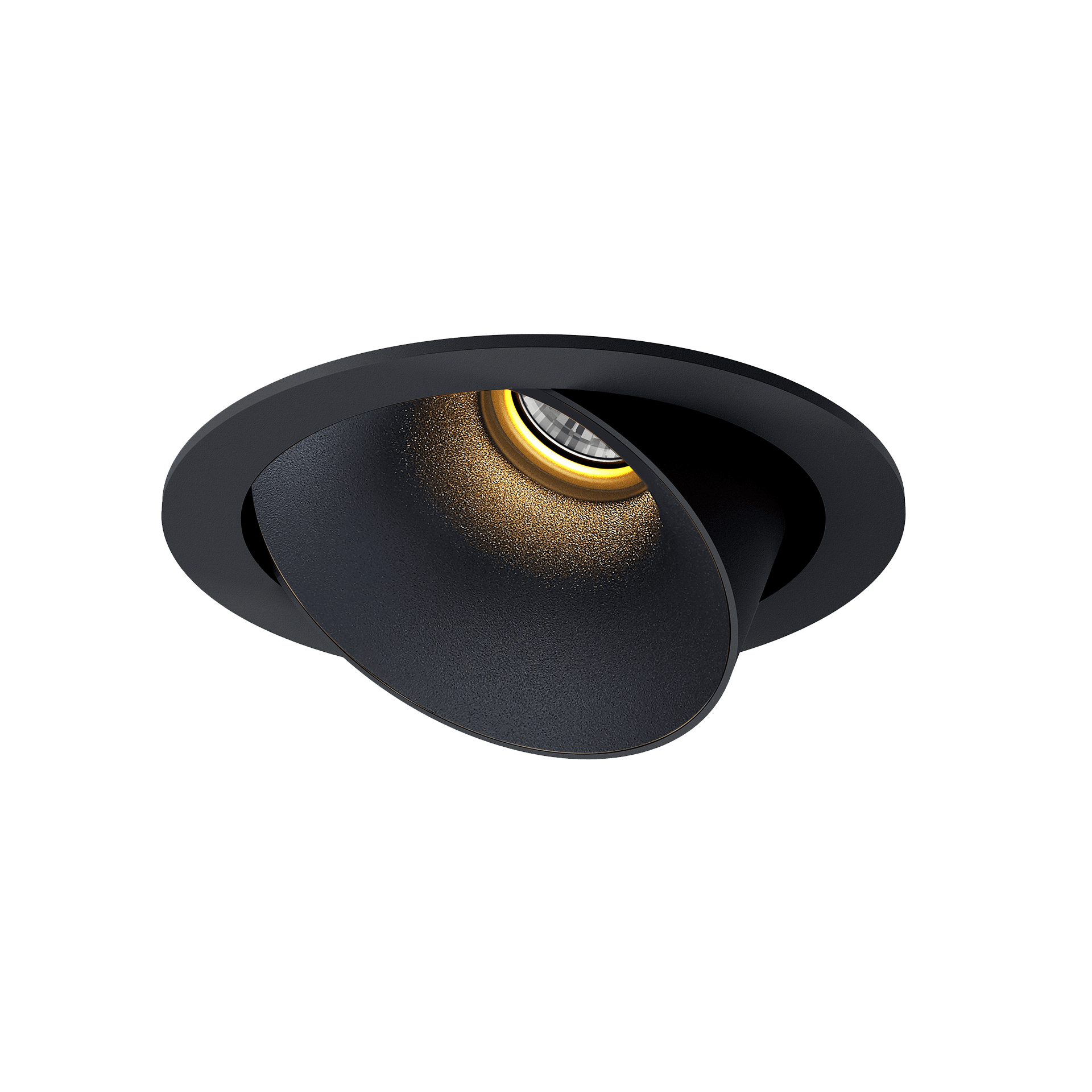 Black version of the Dea Carmenta M with black matt reflector, an adjustable luminaire designed by Karizma Luce.