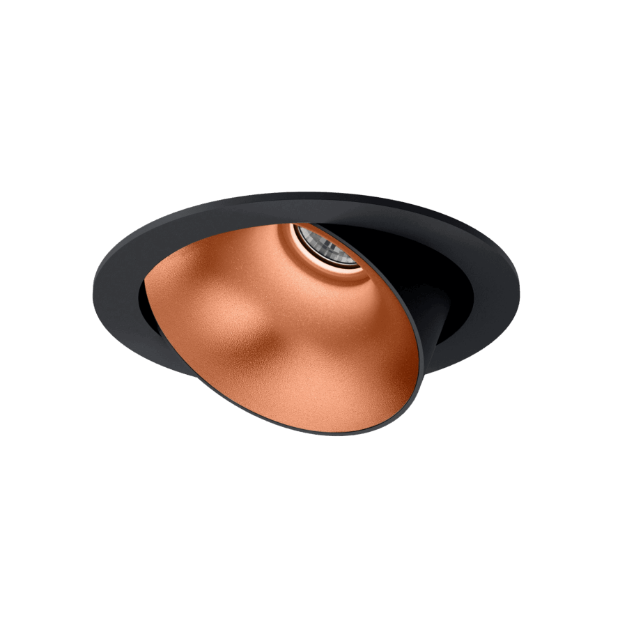 Black version of the Dea Carmenta M with copper reflector, an adjustable luminaire designed by Karizma Luce.